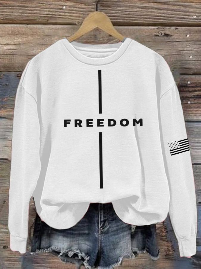Freedom Sweatshirt Charlie Kirk Sweatshirt White Patriotic Clothing Charlie Kirk Merchandise