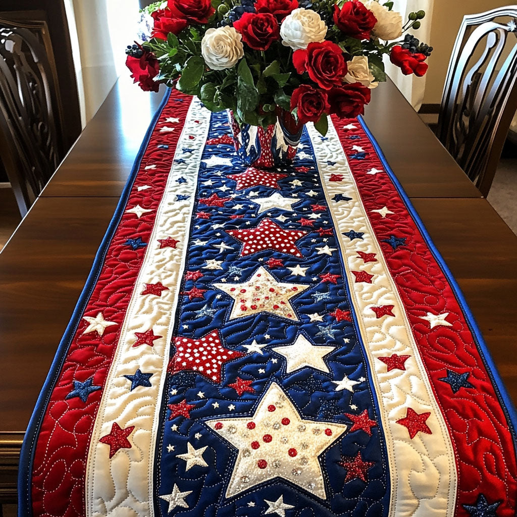 Freedom Threads Quilted Table Runner Holiday Table Throw Patriotic Novelty Items