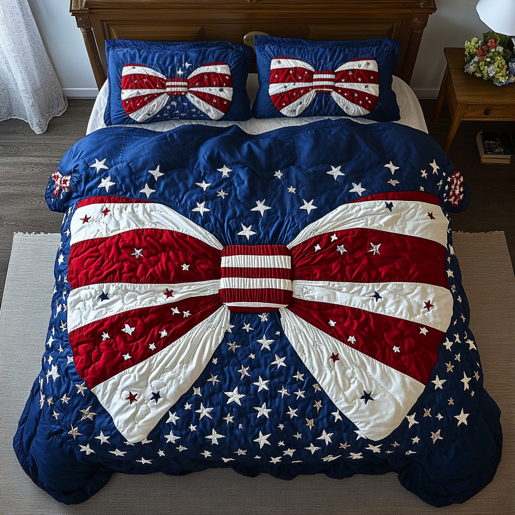 Freedom Ties Quilted Bedding Set Best Bed Sheet Set Patriotic Gifts For Her