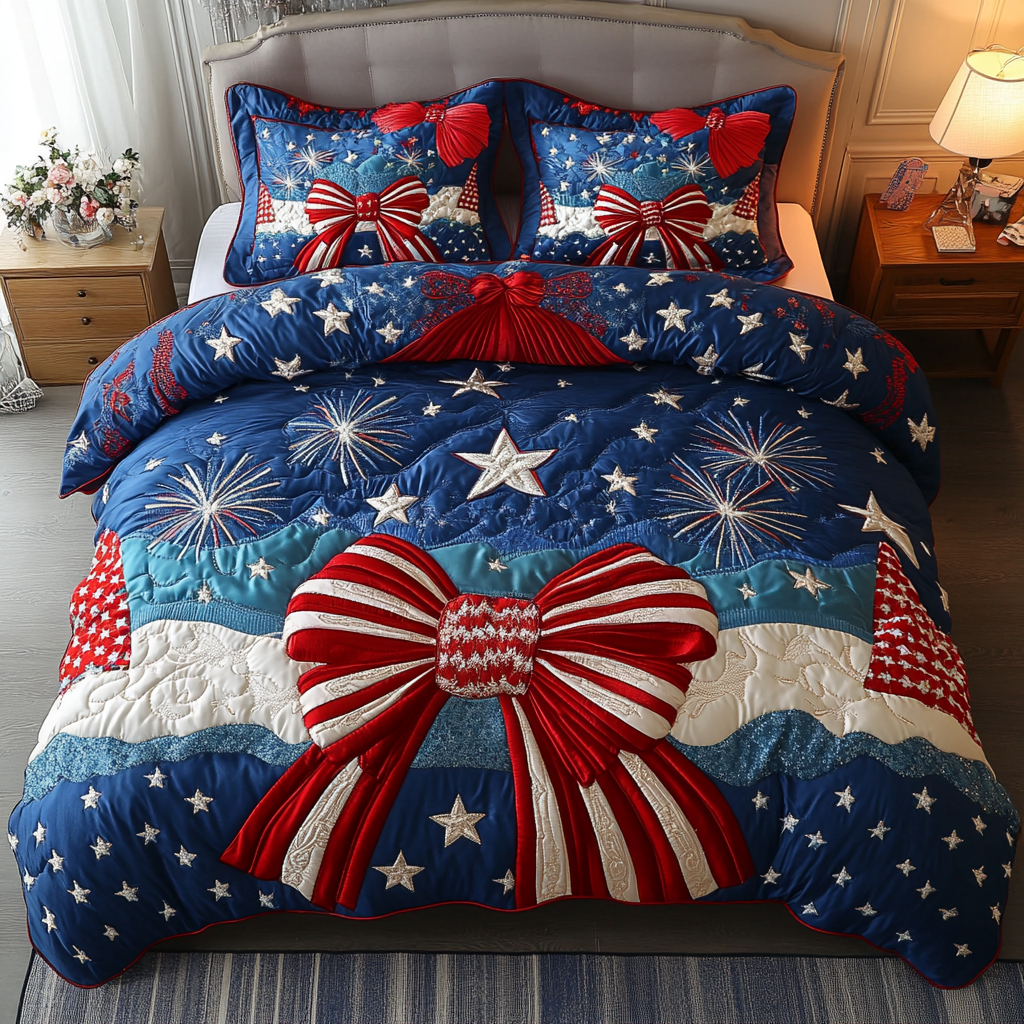 Freedom Ties Quilted Bedding Set Best Bed Sheet Set Patriotic Mothers Day Gifts