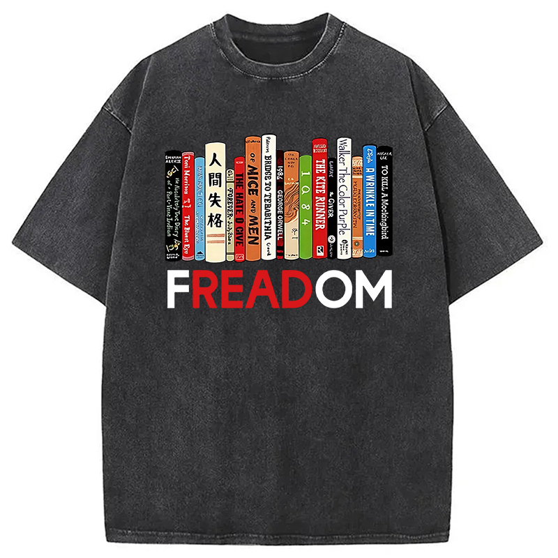 Freedom To Read Washed T-Shirt Cool Urban Street Style Shirt Gifts For Brother