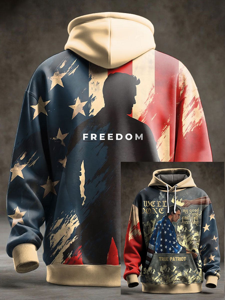 Freedom True Patriot Memorial Printed Hoodie As Picture Charlie Kirk 77 Merch