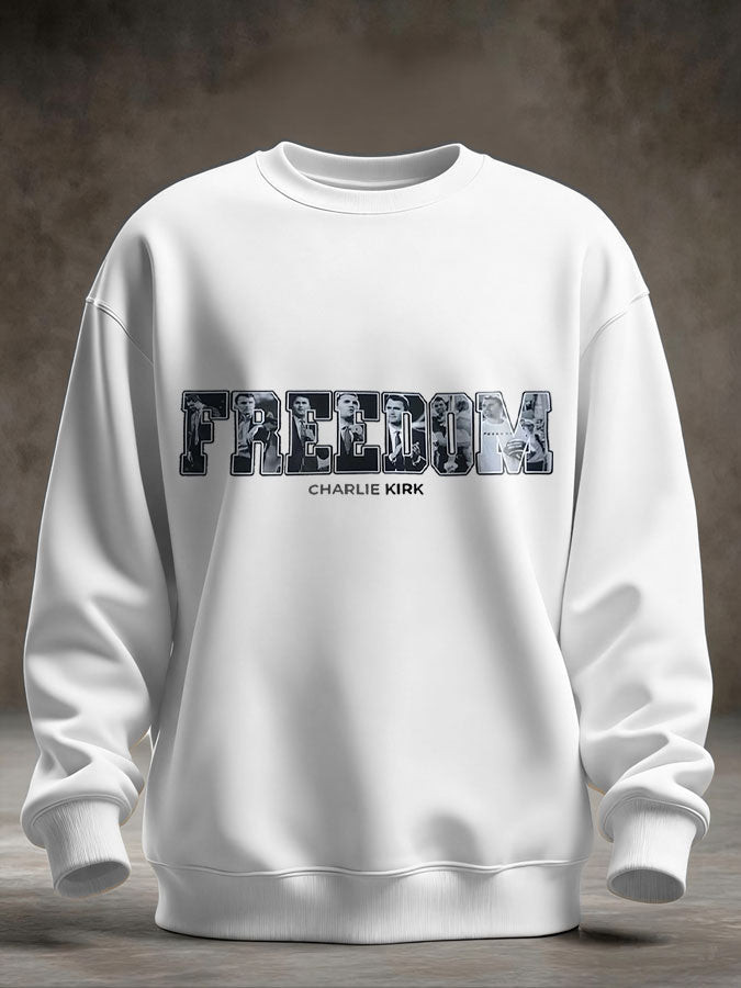 Freedom True Patriot Memorial Printed Swea T SHIRT White Charlie Kirk 77 Clothing