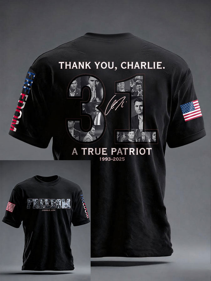 Freedom True Patriot Printed T Shirt Black The Charlie Kirk Show Merch