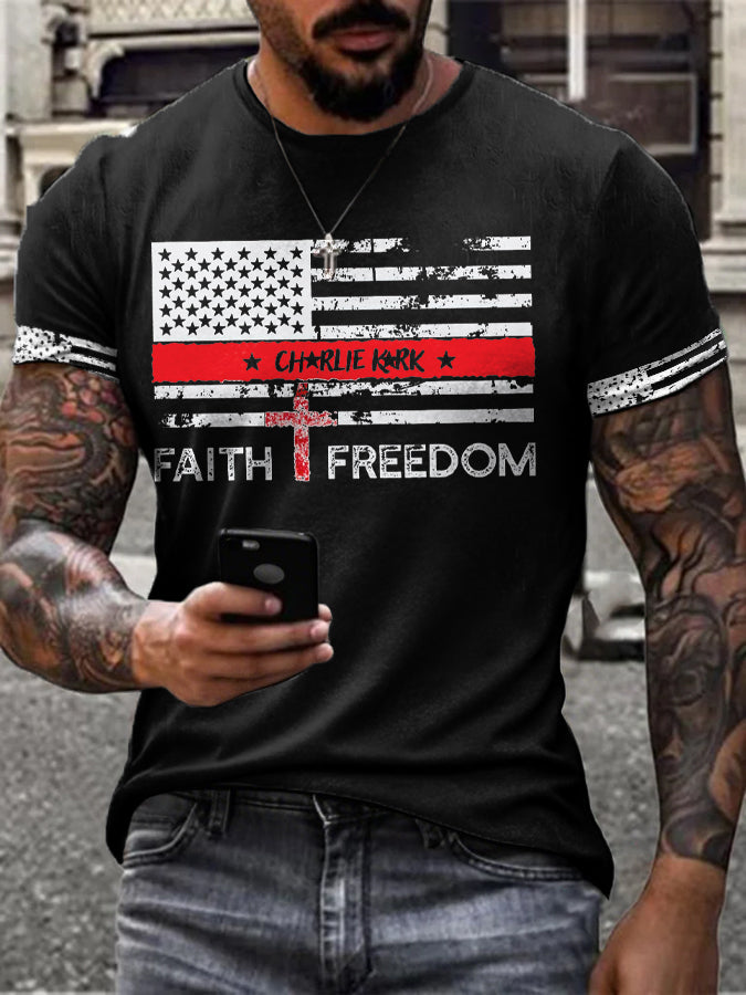 Freedom Turning Point Printed T Shirt Black Charlie Kirk 77 Merch