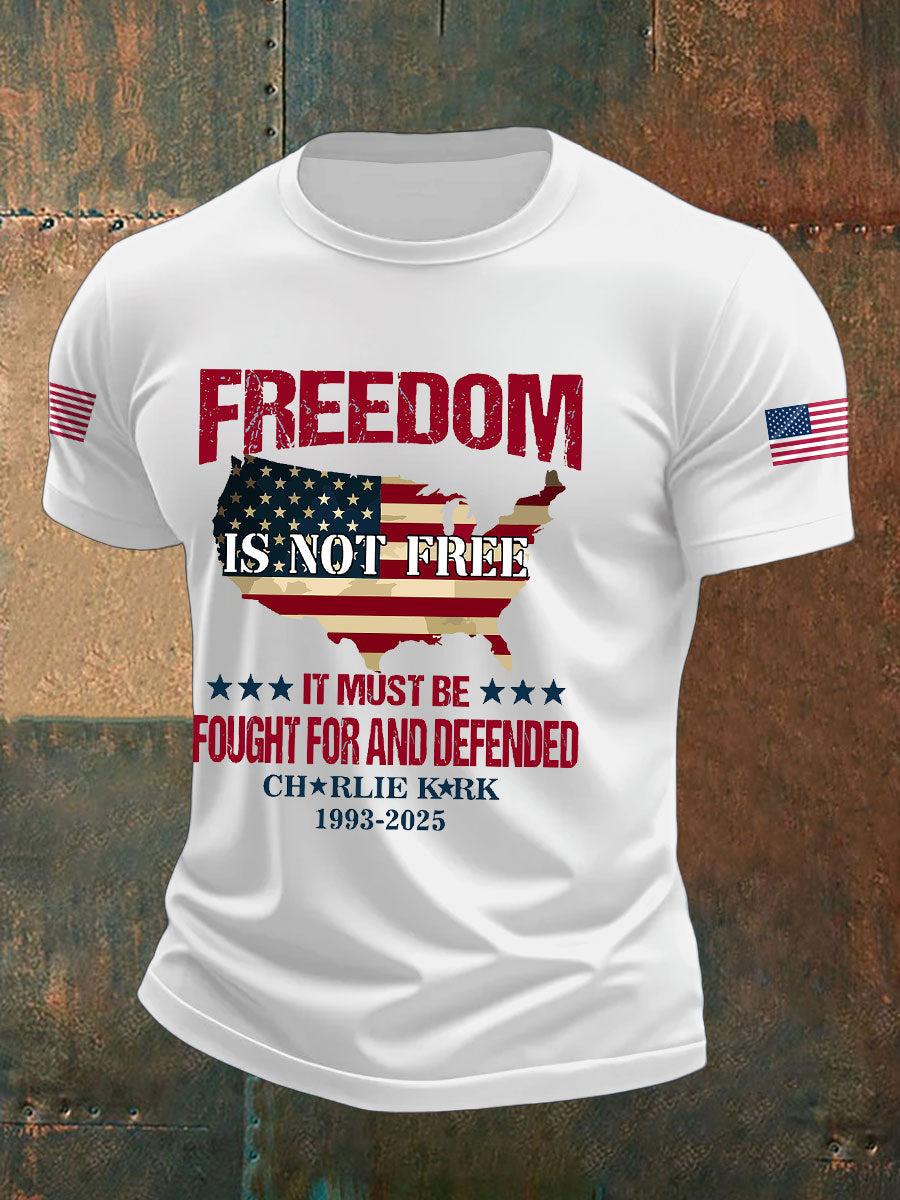 Freedom Turning Point Printed T Shirt White Charlie Kirk 77 Clothing