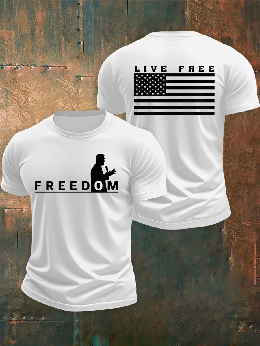 Freedom Usa Flag Live Free Print T Shirt White We Are Charlie Kirk Merch