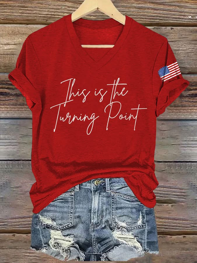 Freedom V-neck Shirt This Is The Turning Point Shirt Charlie Kirk T-Shirt Patriotic Gifts
