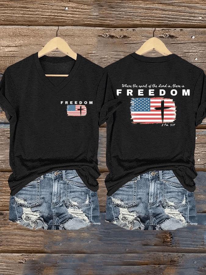 Freedom V-neck Shirts Charlie Kirk A True Patriot TPUSA Gift for Patriots