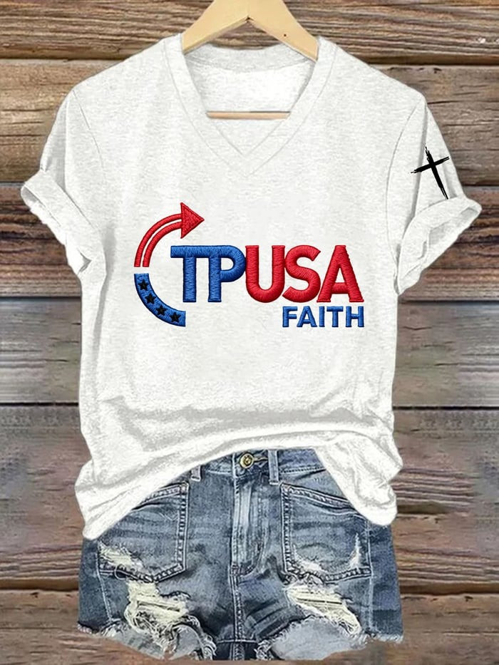 Freedom V-neck T-Shirt Charlie Kirk Shirt TPUSA Faith Merch Charlie 31 Memorial Clothing