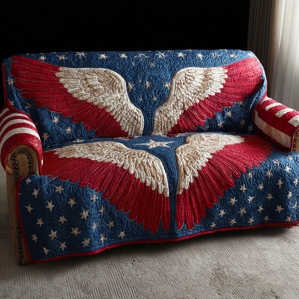 Freedom Wings Quilted Sofa Cover Living Room Decor Ideas Unique Patriotic Gifts