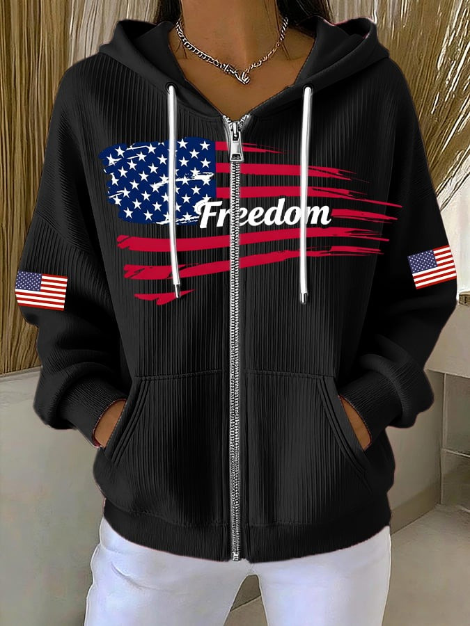 Freedom Zip Hoodie USA Flag Charlie Kirk Merchandise Freedom Charlie Kirk Hoodie Gifts For Mom