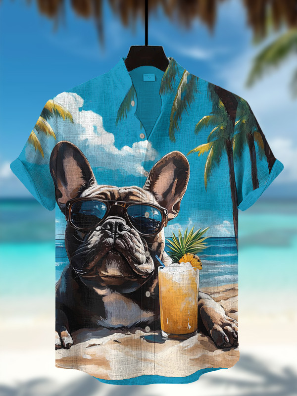 French Bulldog Cocktail International Dog Day Print Hawaiian Shirt Gifts For Dog Lovers
