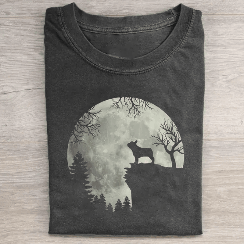 French Bulldog Moon Silhouette T-Shirt Mystical Frenchie Dog Lover Tee Fantasy Dog Art Shirt Gift For Dog Fans