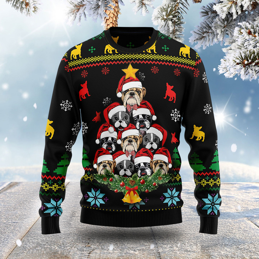 French Bulldog Pine Tree Ugly Christmas Sweater Animal Clothing Dog Lover Xmas Gifts