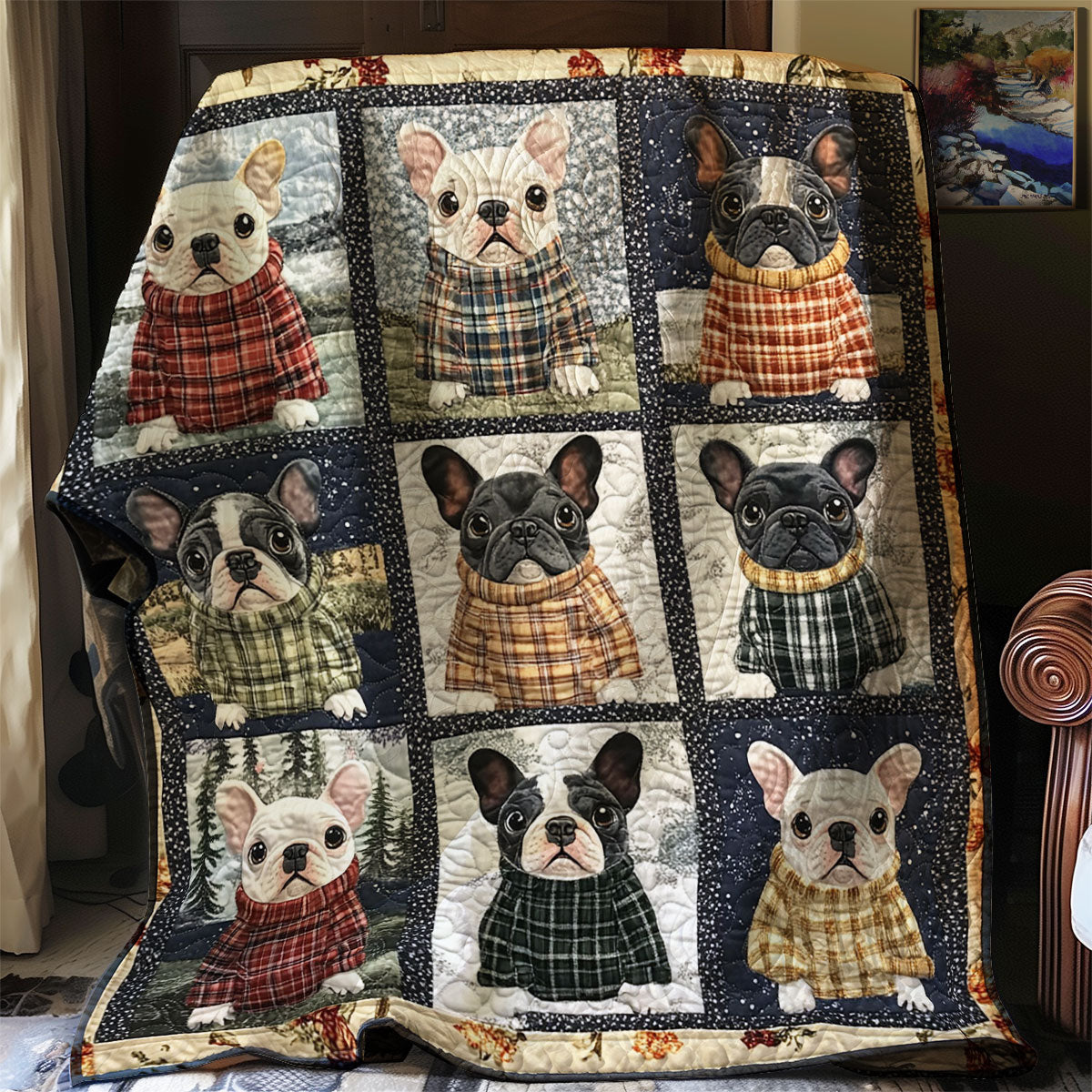 French Bulldog Quilt Beautiful Quilt Blanket Gift for Cozy Living