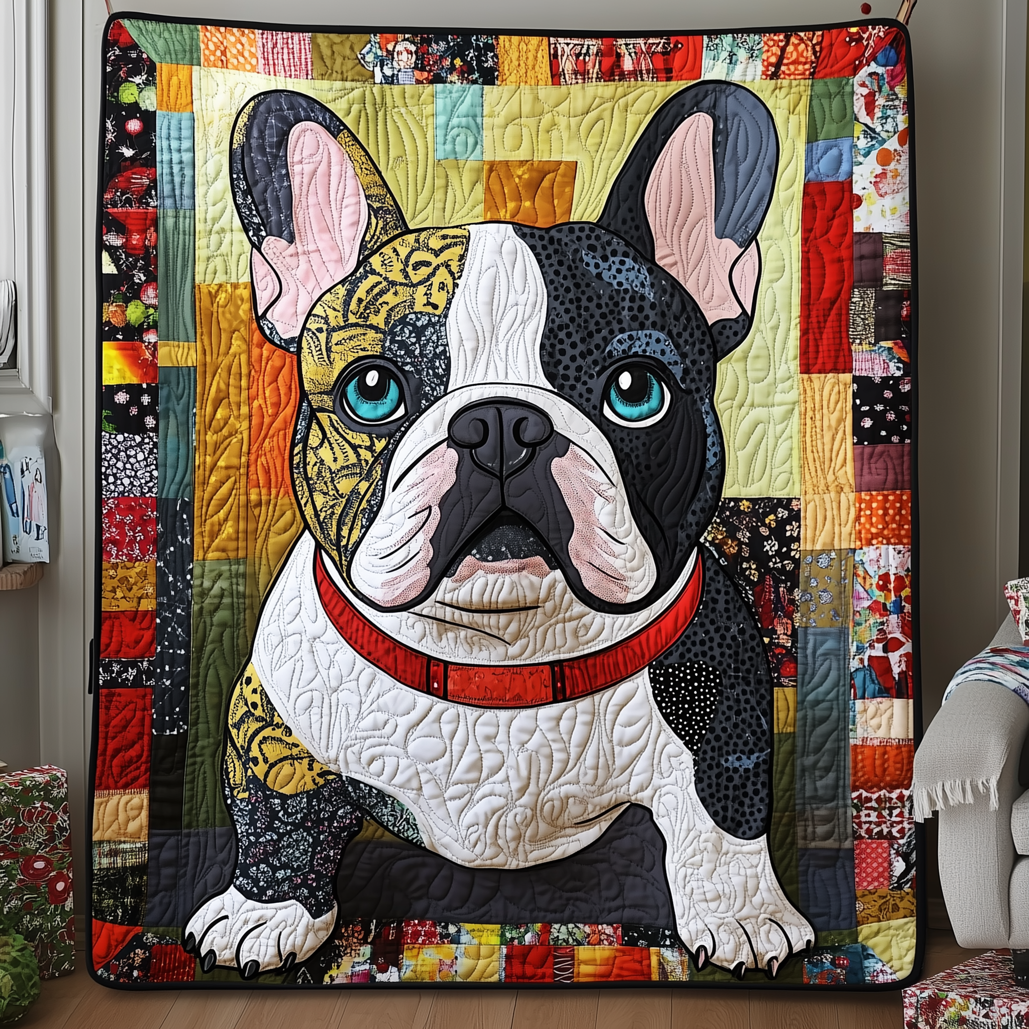 French Bulldog Quilted Blanket Christmas Throw Blanket Best Christmas Gifts For Women