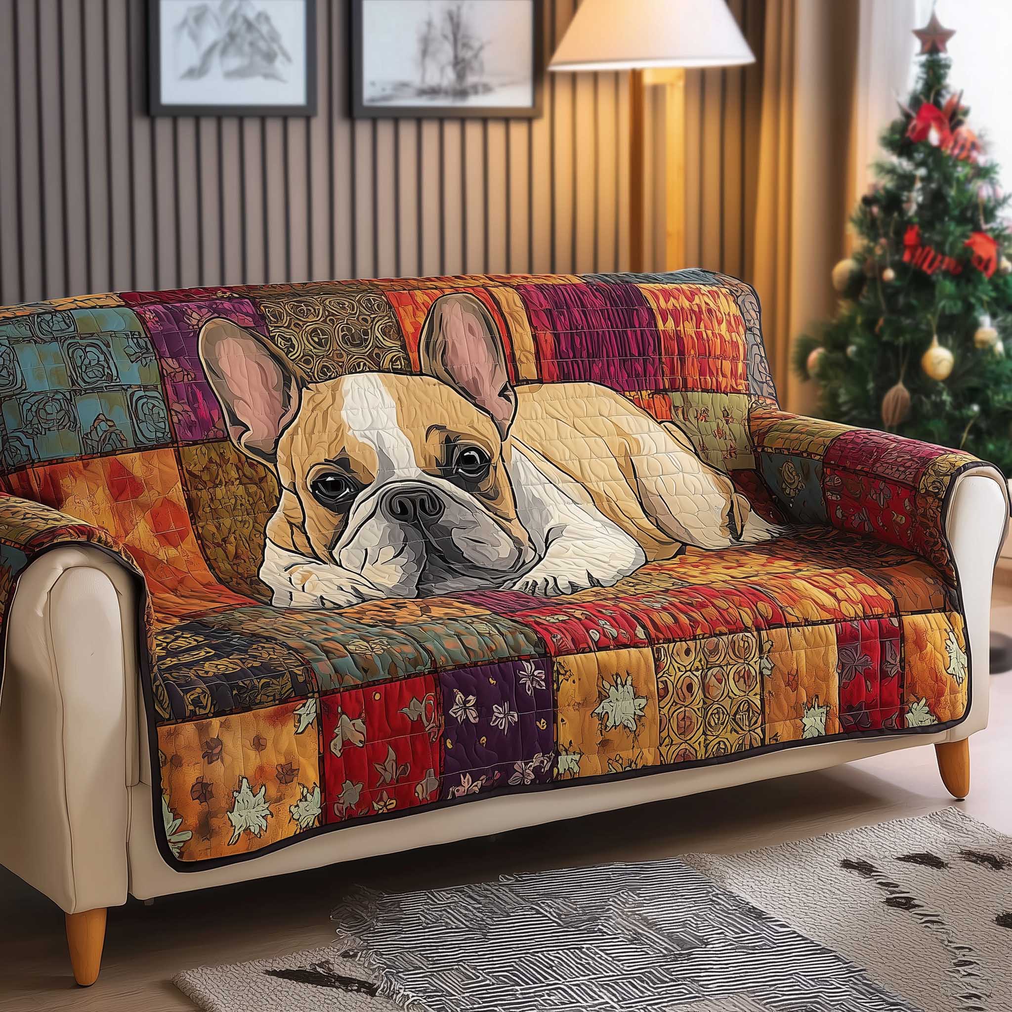 French Bulldog Quilted Sofa Cover Unique Pet Friendly French Bulldog Gifts For Owners