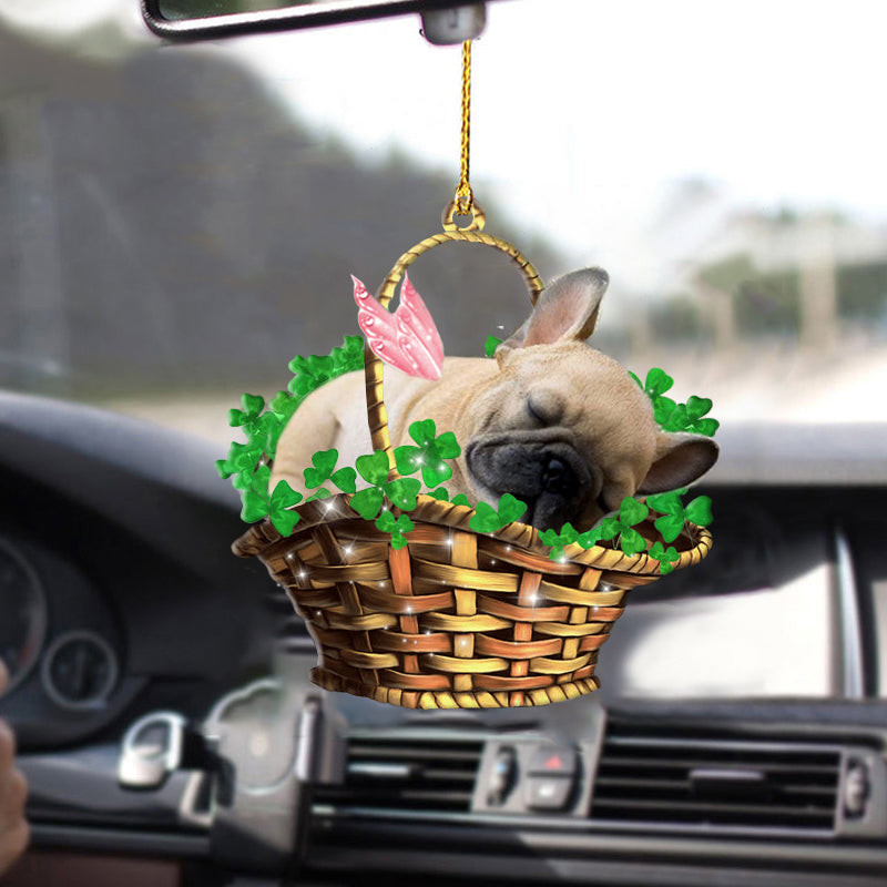 French bulldog Sleeping Lucky Fairy Two Sided Ornament Dog Ornament Hanging For Car
