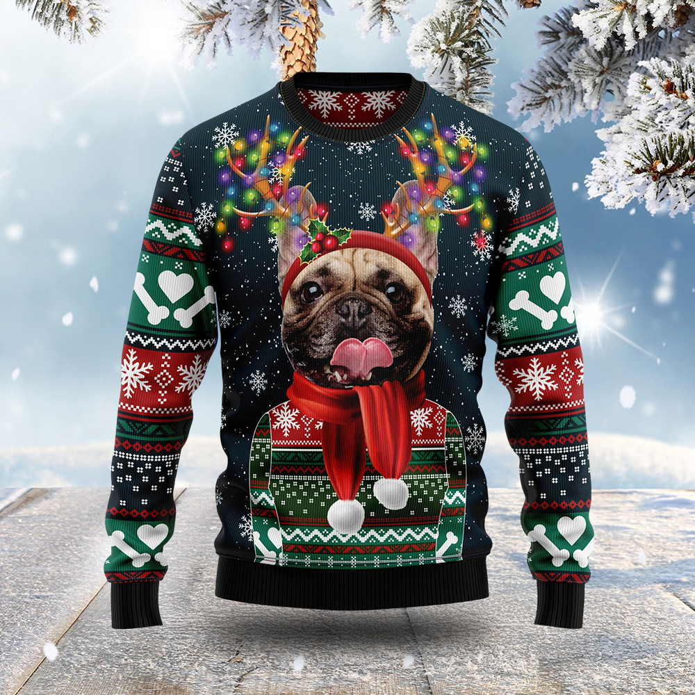 French Buudog Ugly Christmas Sweater Pet Christmas Sweater Xmas Gifts For French Bulldog Lover