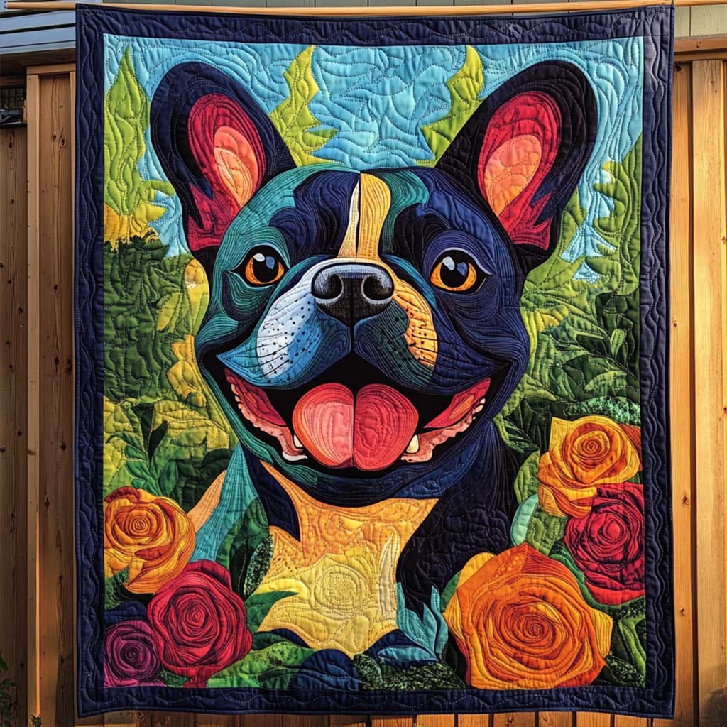French Paw Quilted Blanket Gifts For French Bulldog Owners
