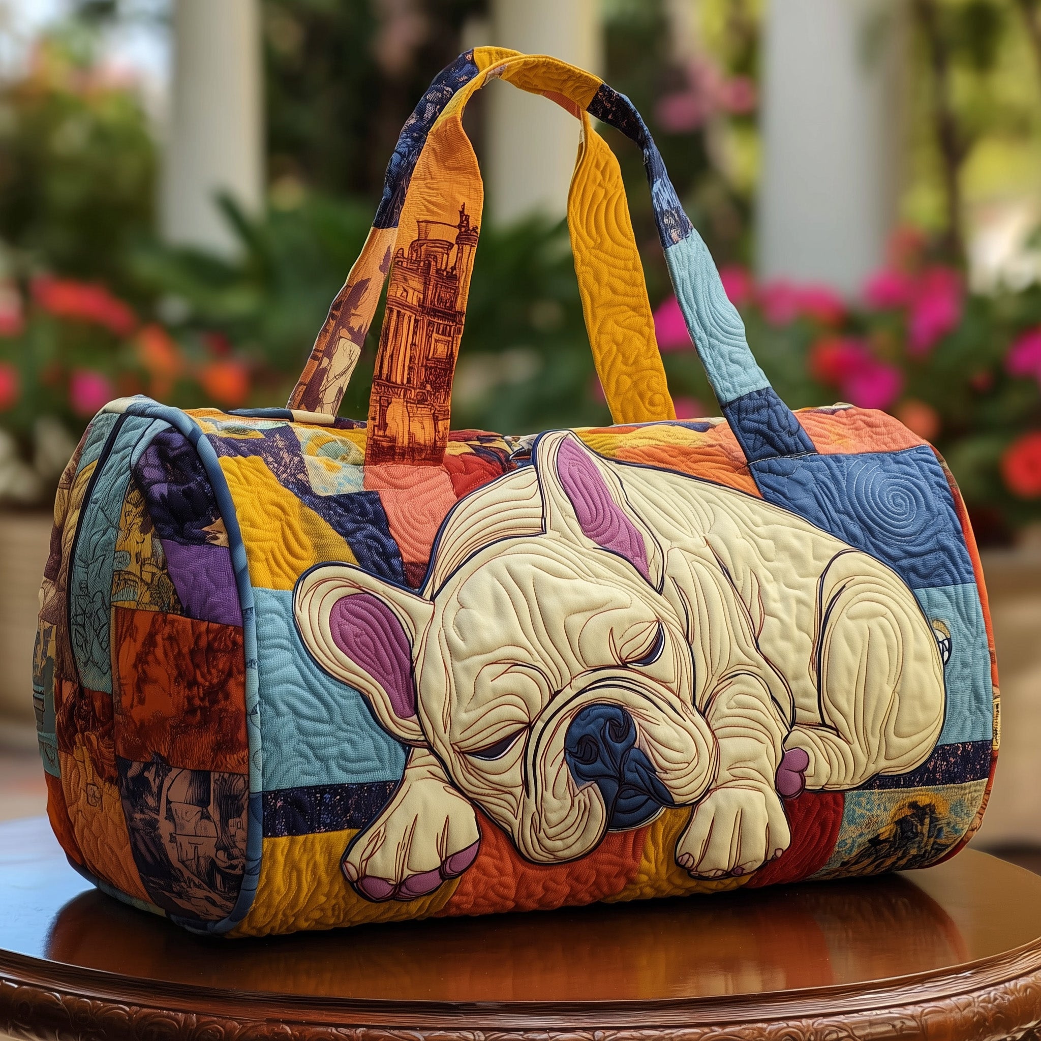 Frenchie Chic Quilted Duffle Bag For Carry On Use