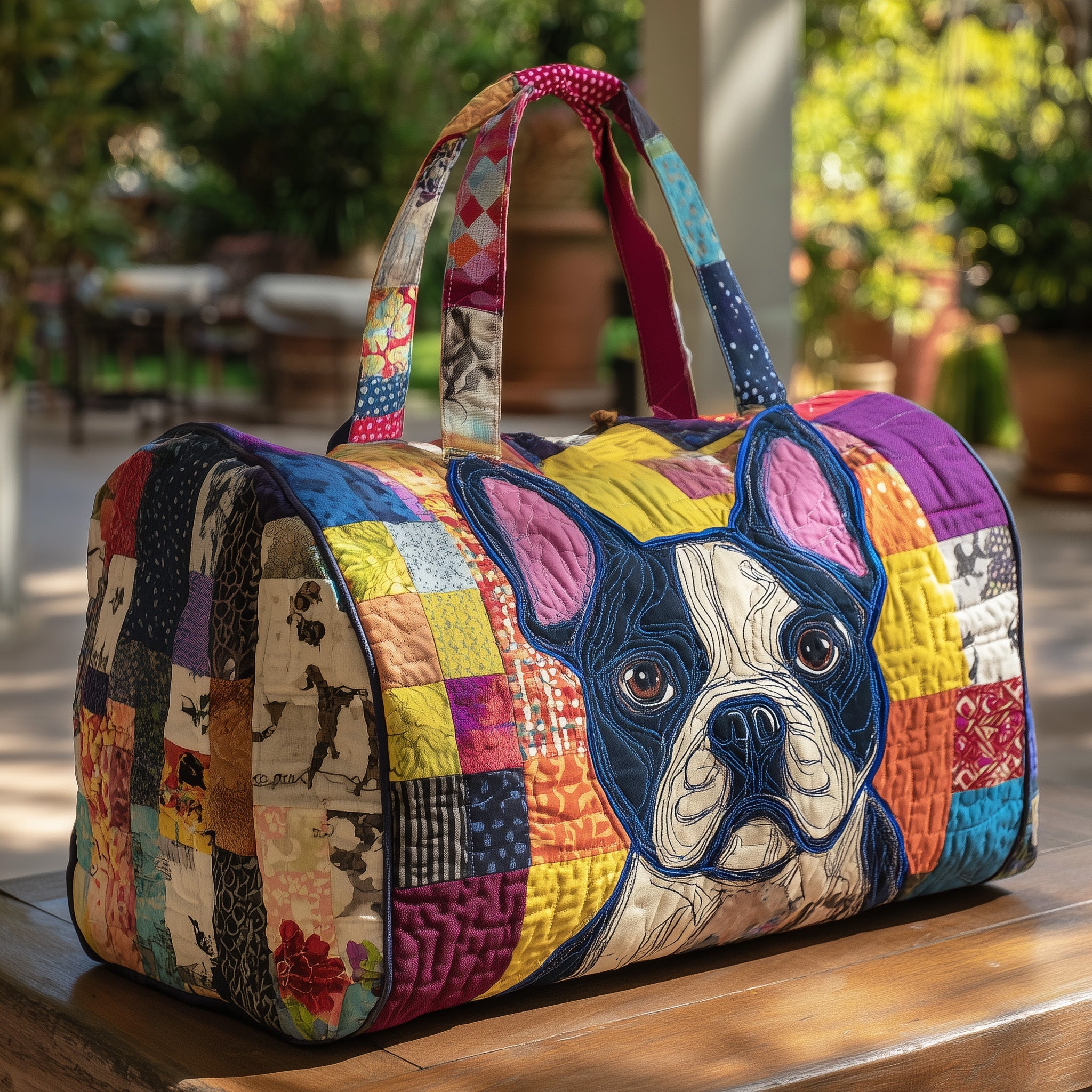 Frenchie Chic Quilted Duffle Bag Travel Friendly Design