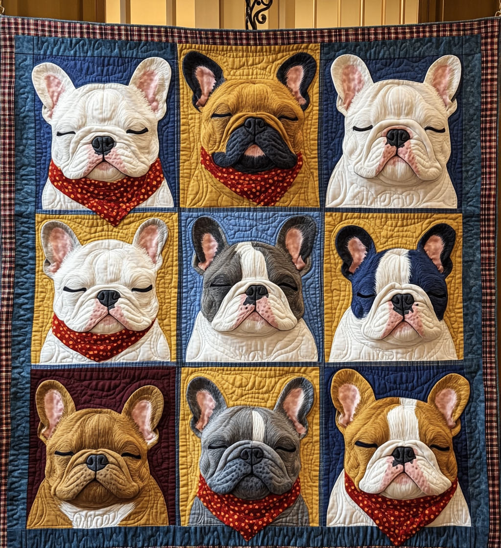 Frenchie Collection Quilted Blanket Gifts For French Bulldog Owners