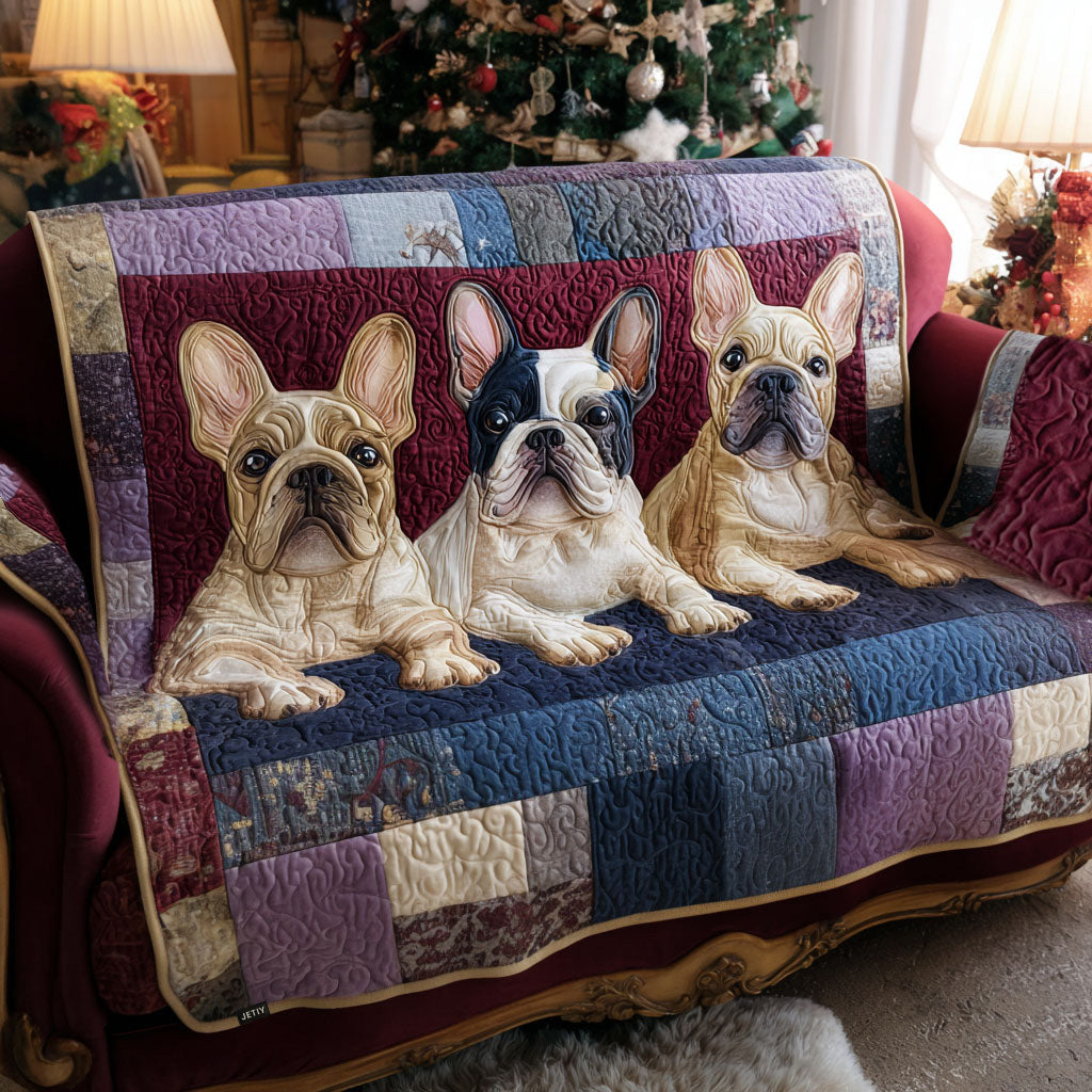 Frenchie Love Quilted Sofa Cover Christmas Family Room Decor English Bulldog Stuff