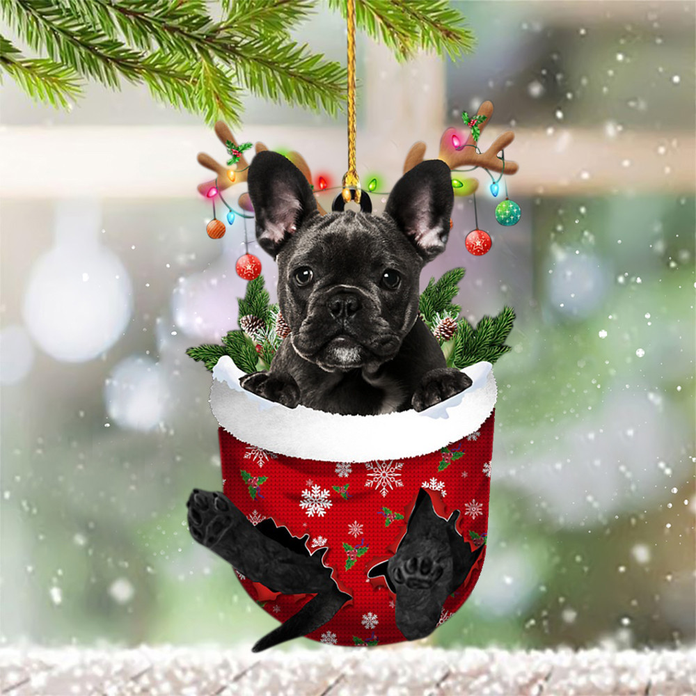 Frenchie Reindeer Ornaments Funny Frenchie Christmas Tree Decorations 2024 Dog Lovers Gifts