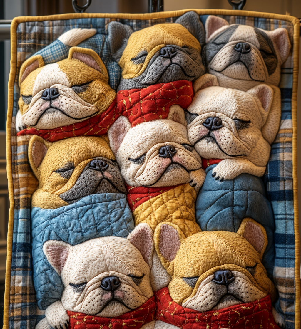Frenchie Wonderland Quilted Blanket Gifts For French Bulldog Owners