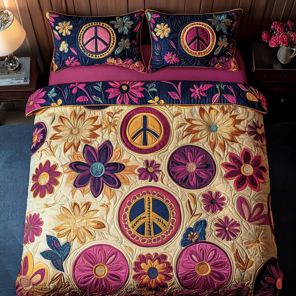 Fresh Blossoms Quilted Bedding Set Premium Comforter Set for Restful Nights