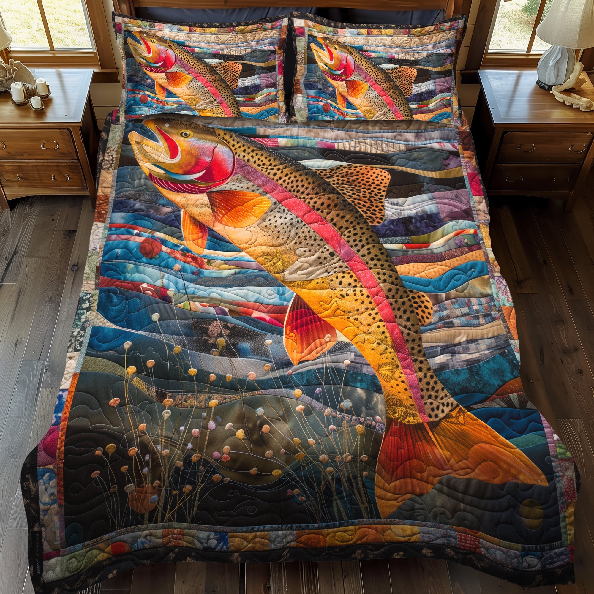 Fresh Catch Quilted Bedding Set Full Size Sheets Brother In Law Gifts For Christmas