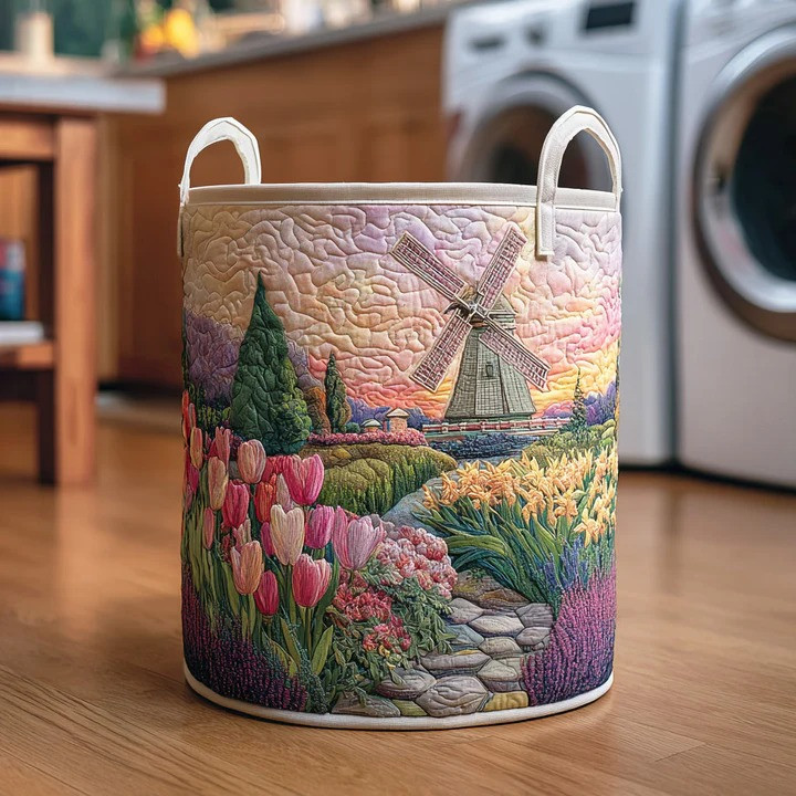 Fresh Fields Floral Quilted Laundry Basket Spring Garden Home Organizer Best Gift For Nature Lovers