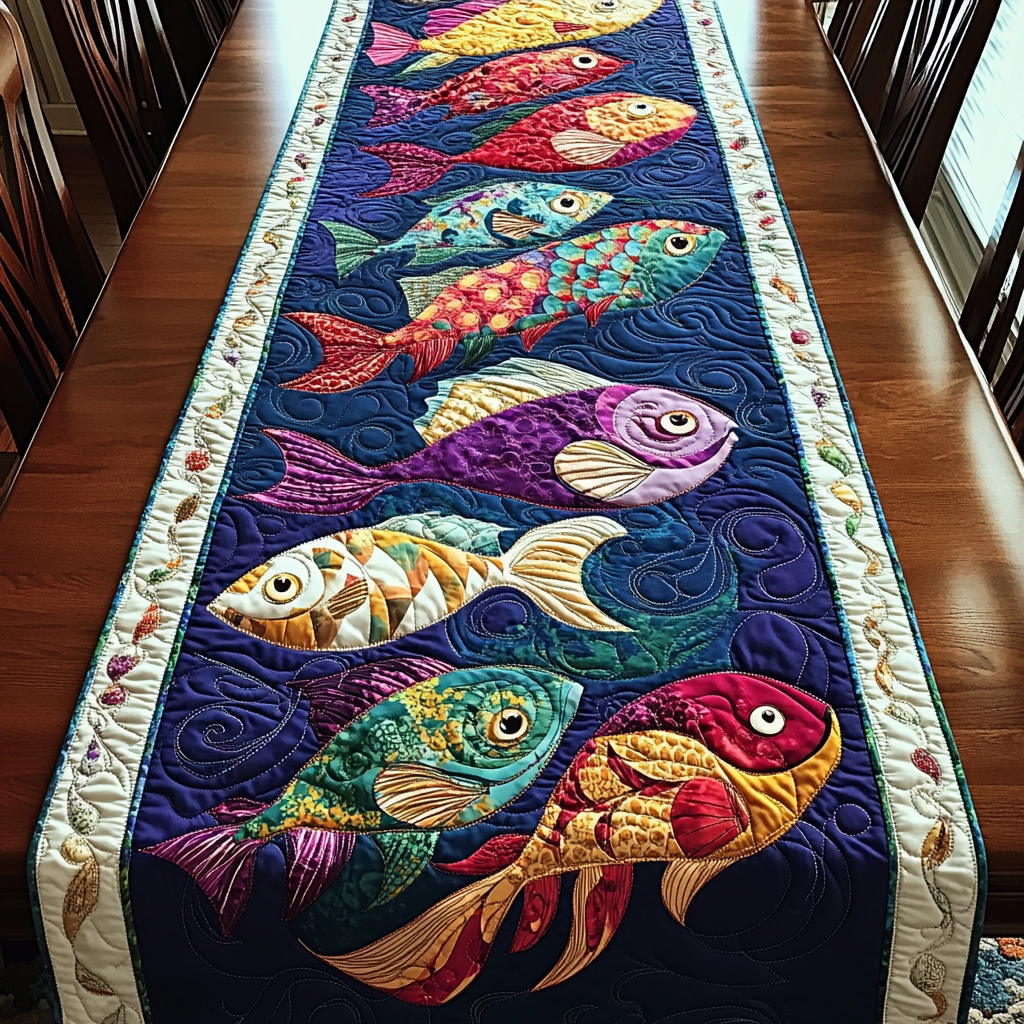 Fresh Fish Quilted Table Runner Dining Table Ideas Gifts For Mom