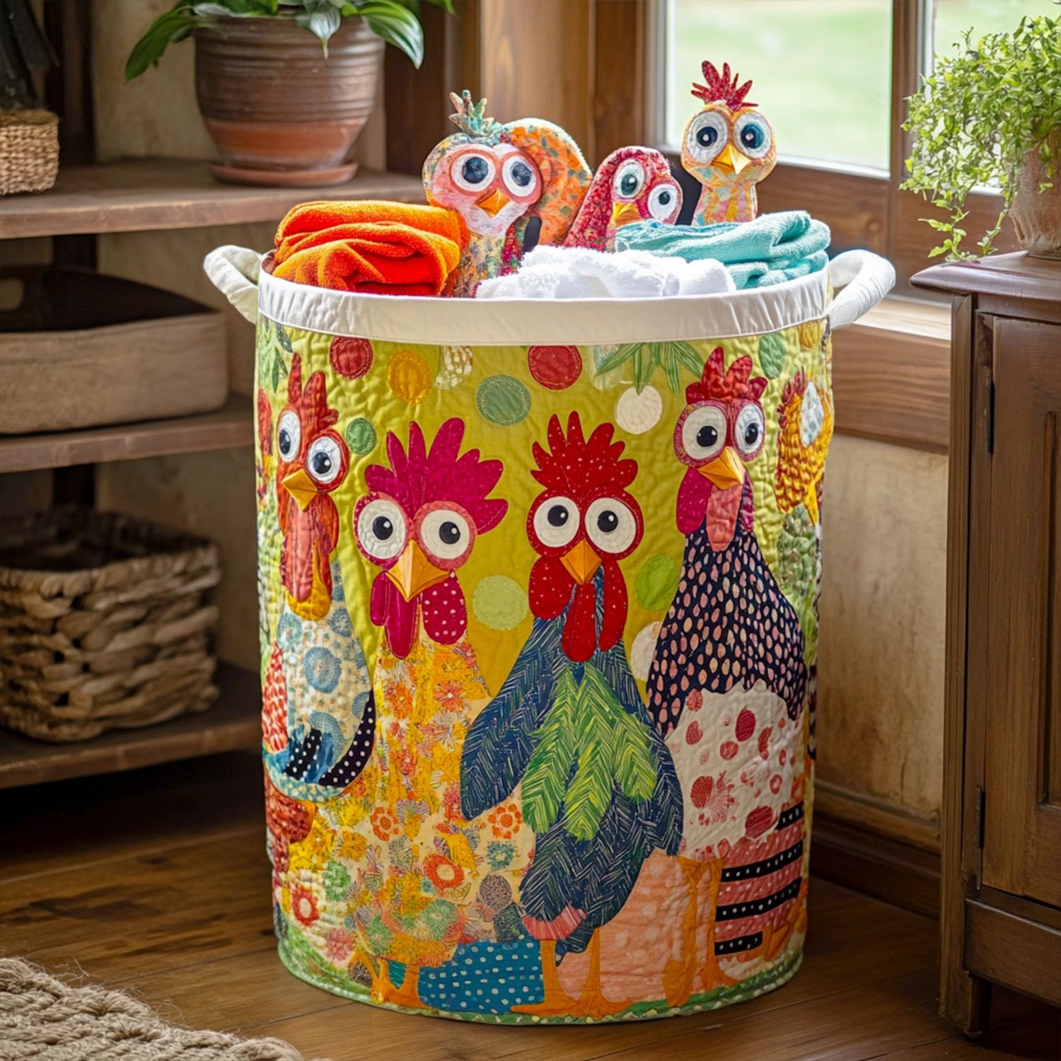 Fresh From The Coop Quilted Laundry Basket Thoughtful Housewarming Gift