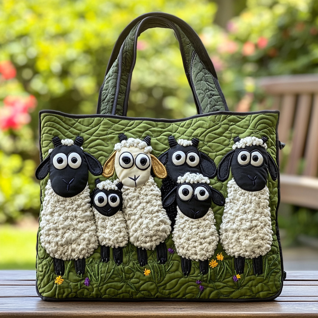Fresh Sheep Quilted Tote Bag Black Sheep Gift