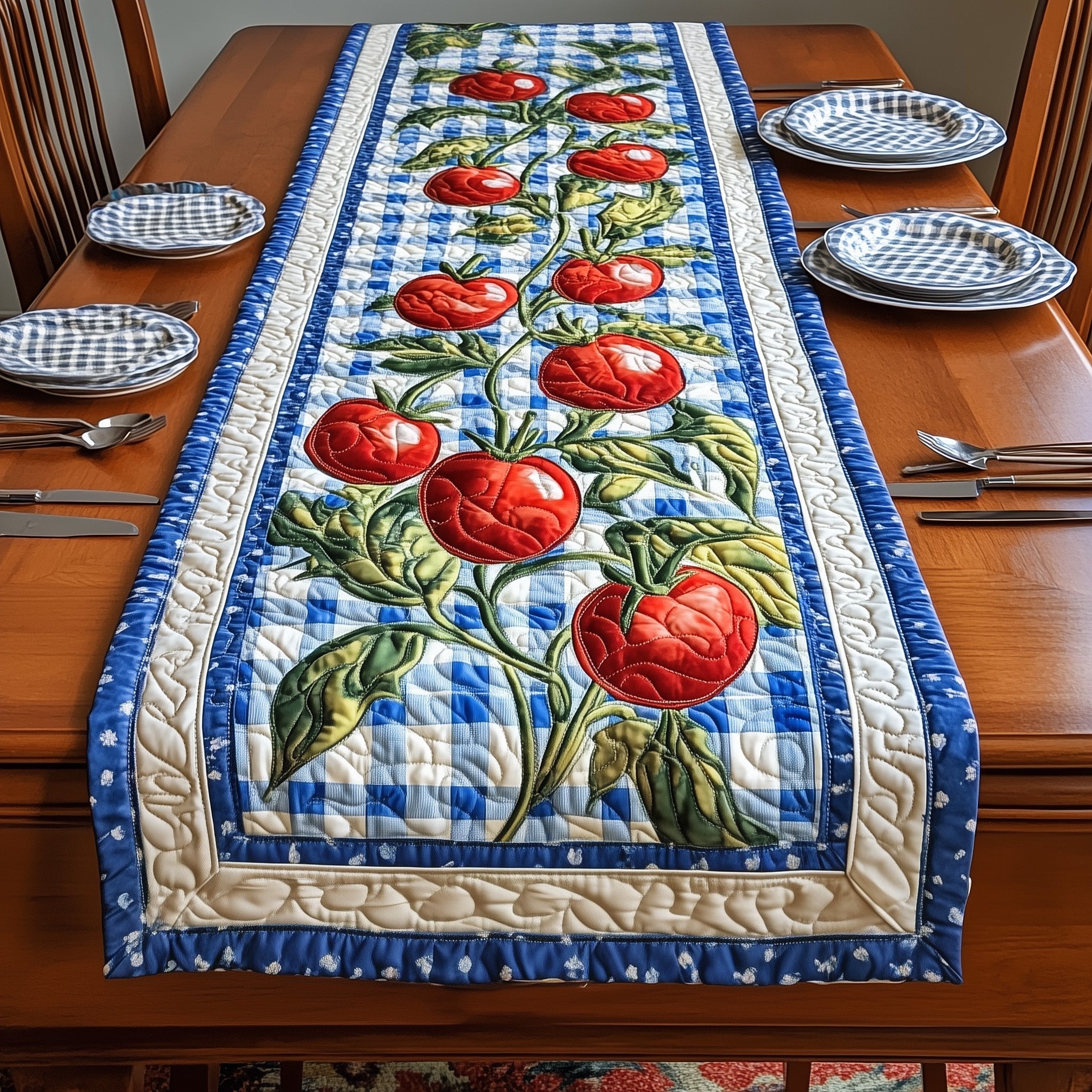 Fresh Tomato Quilted Table Runner Christmas Table Runner Gift Idea