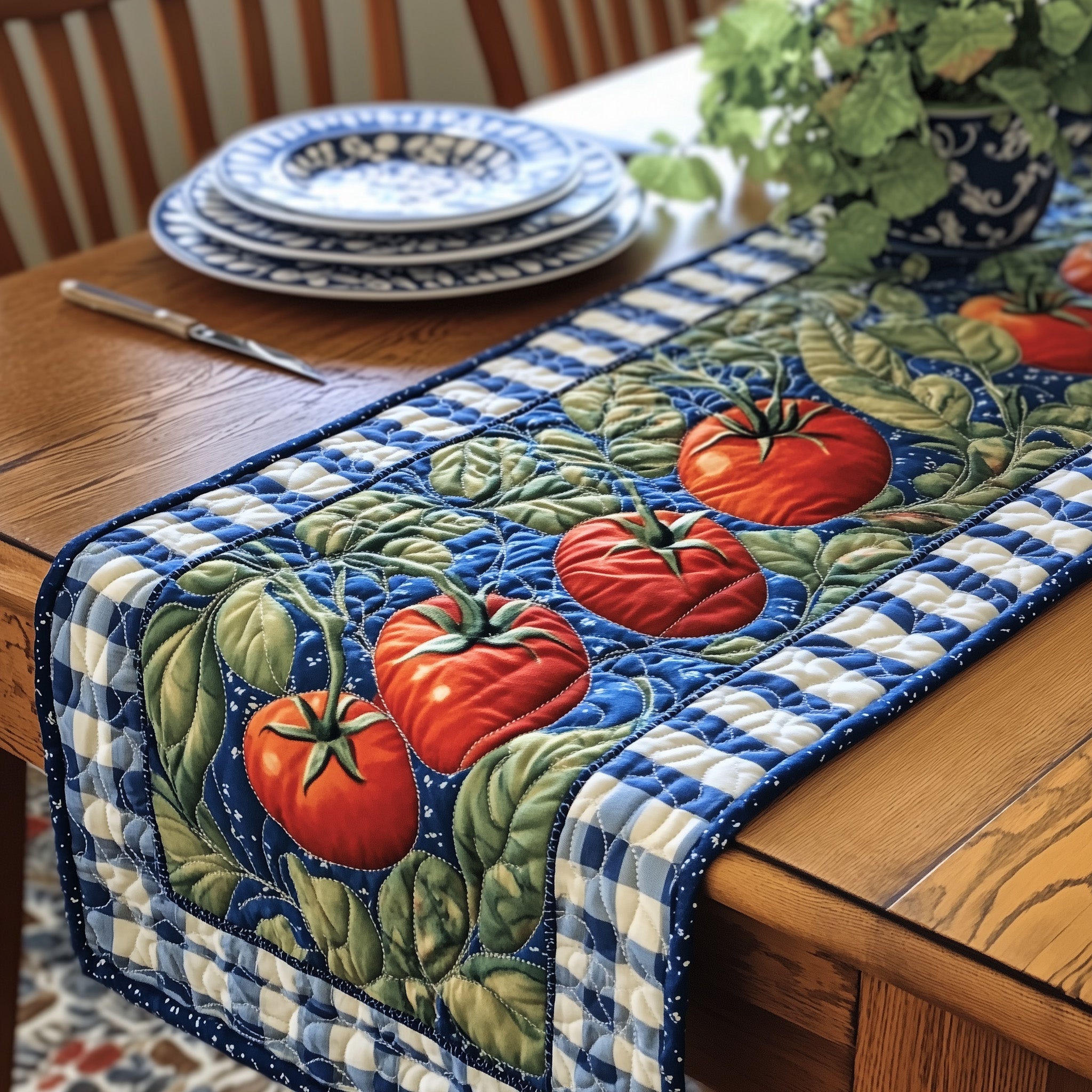 Fresh Tomato Quilted Table Runner Holiday Table Runner Decoration
