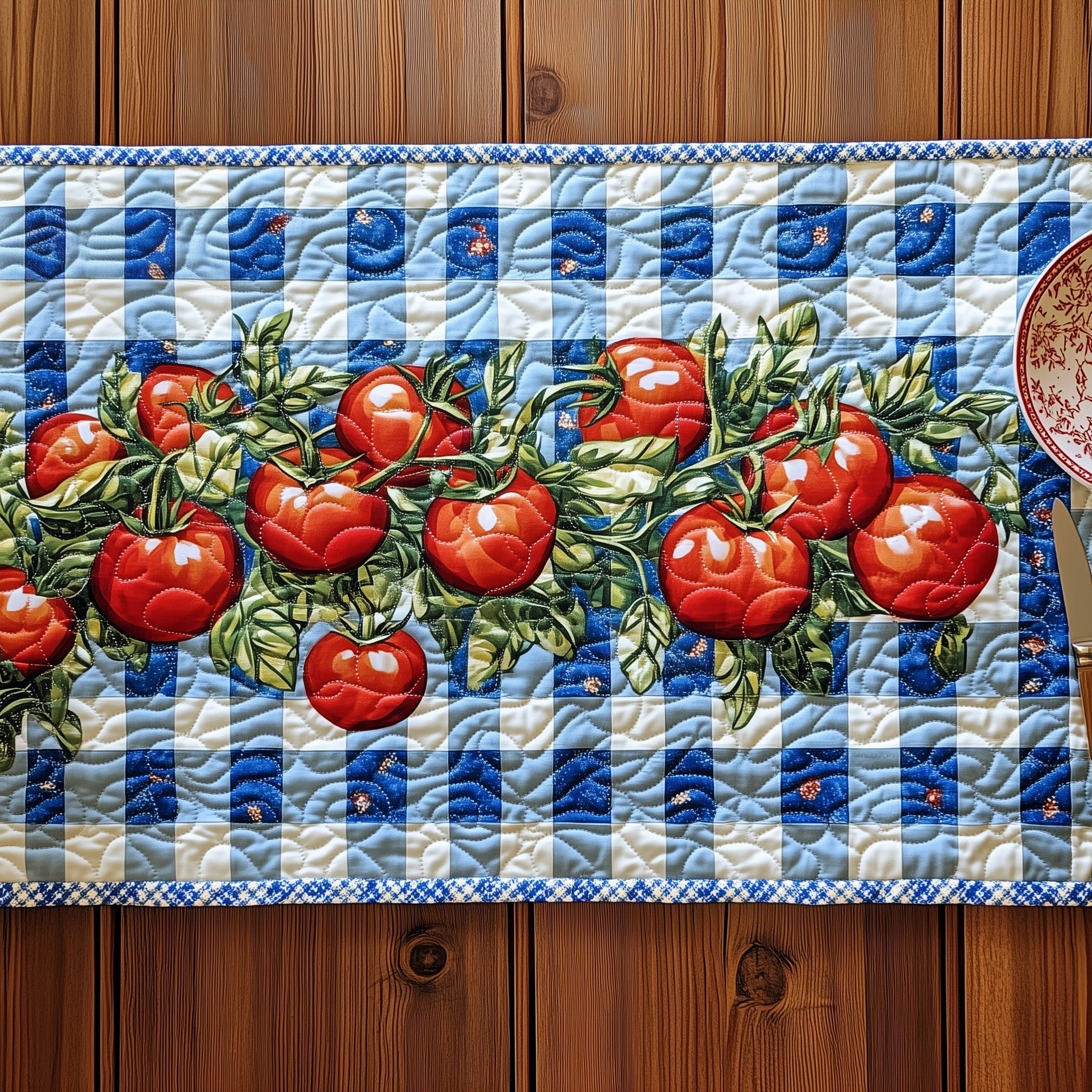 Fresh Tomato Quilted Table Runner Merry Christmas Table Runner Decor