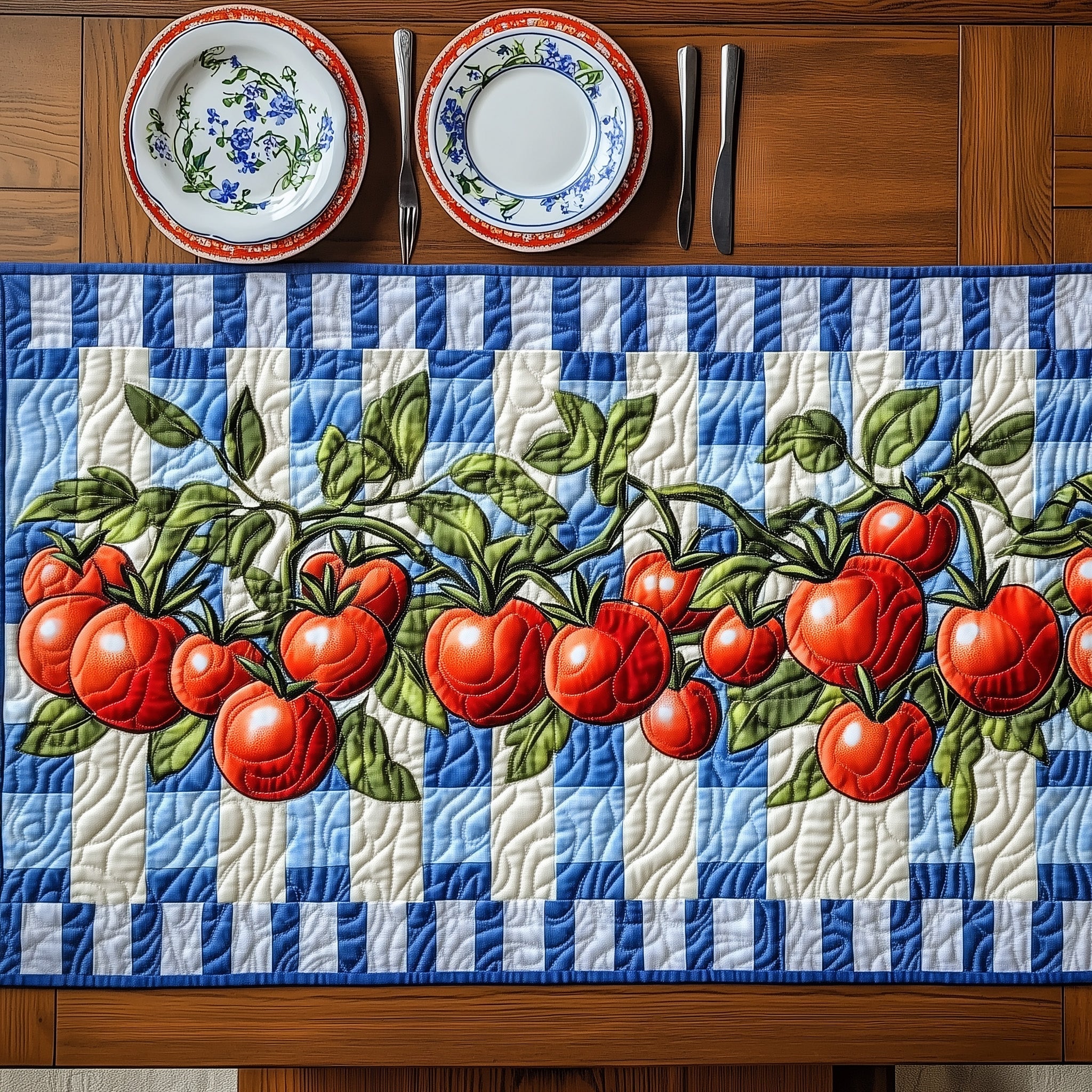 Fresh Tomato Quilted Table Runner Table Runner Gift for Holiday Season