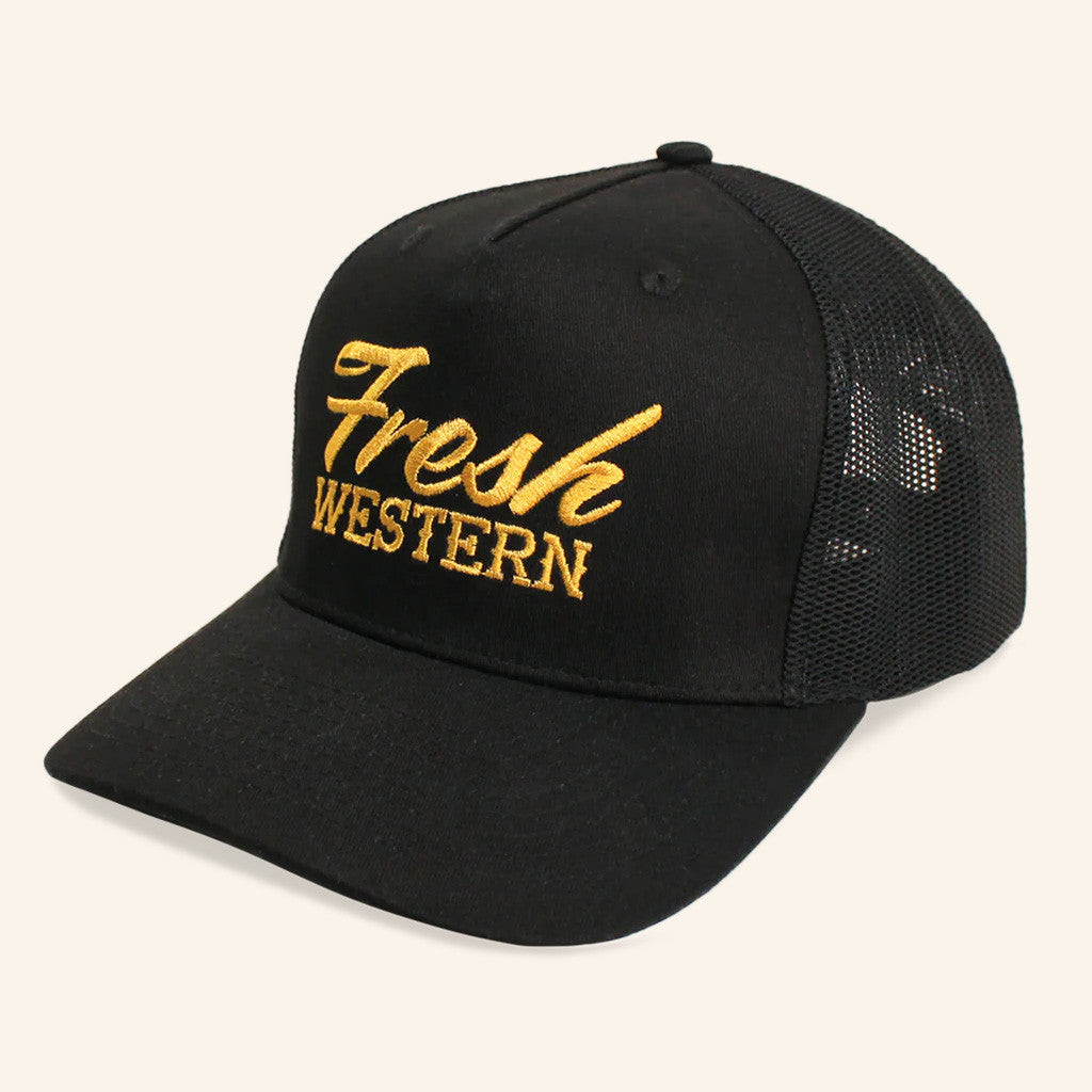 Fresh Western Hat Black And Gold Embroidered Trucker Hat Gifts For Dad Fresh Western Hat Black And Gold Embroidered Trucker Hat Gifts For Dad