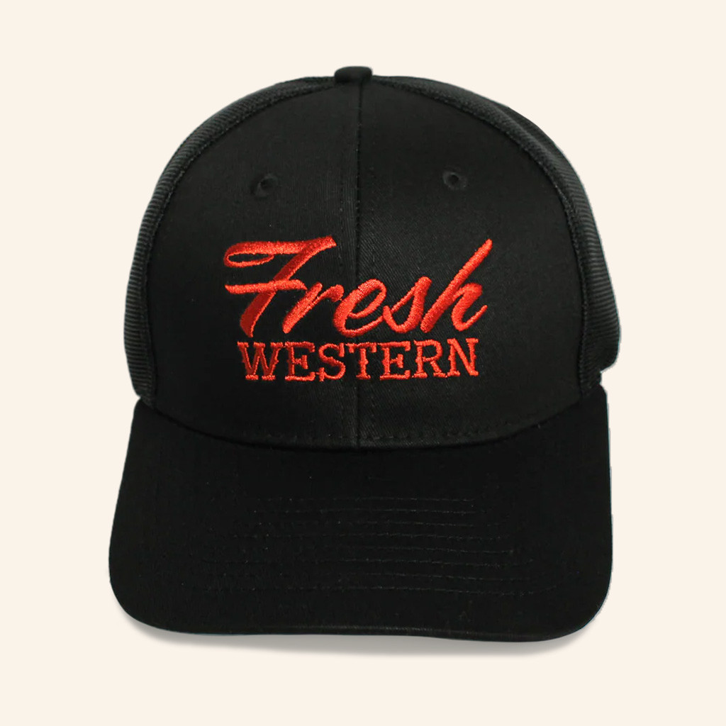 Fresh Western Hat Embroidered Black And Sunset Trucker Hat Dad Christmas Gifts