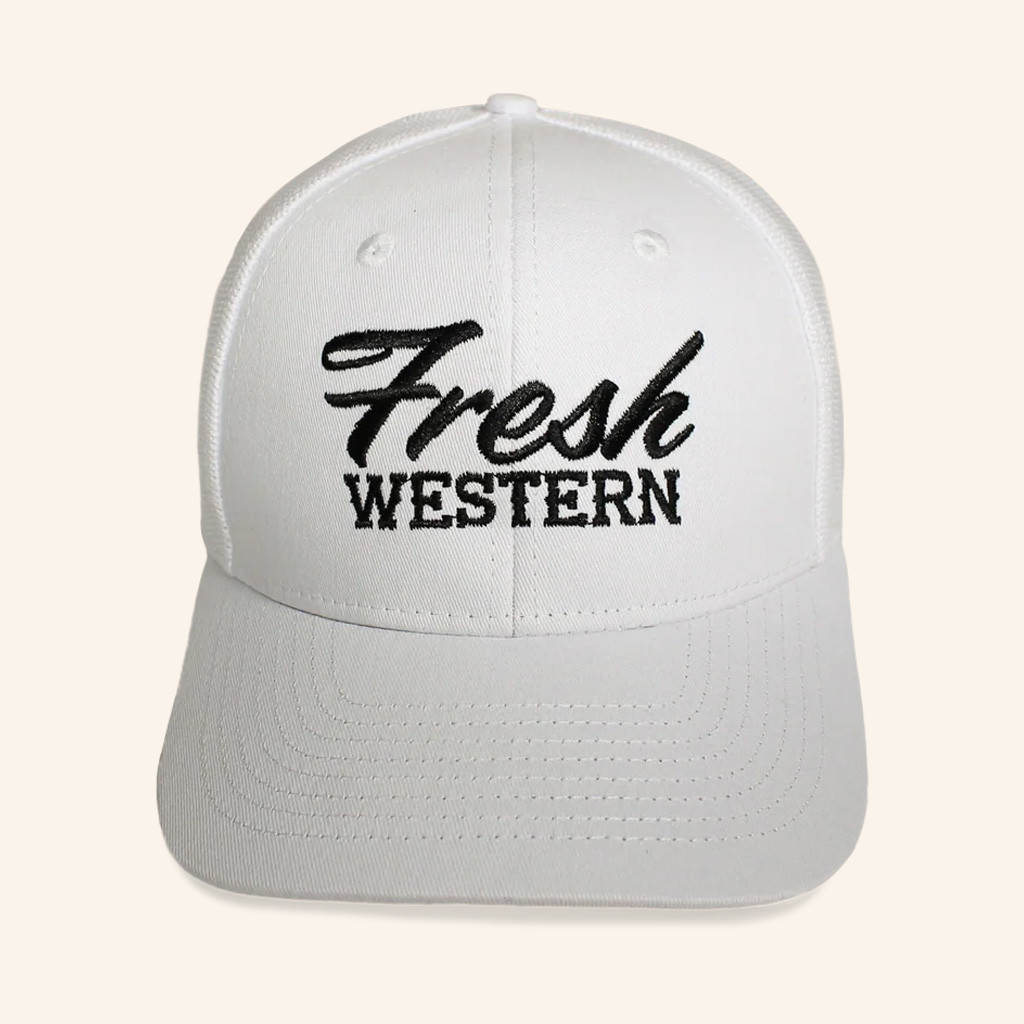 Fresh Western Hat Embroidered Black And White Trucker Hat Gifts For Husband