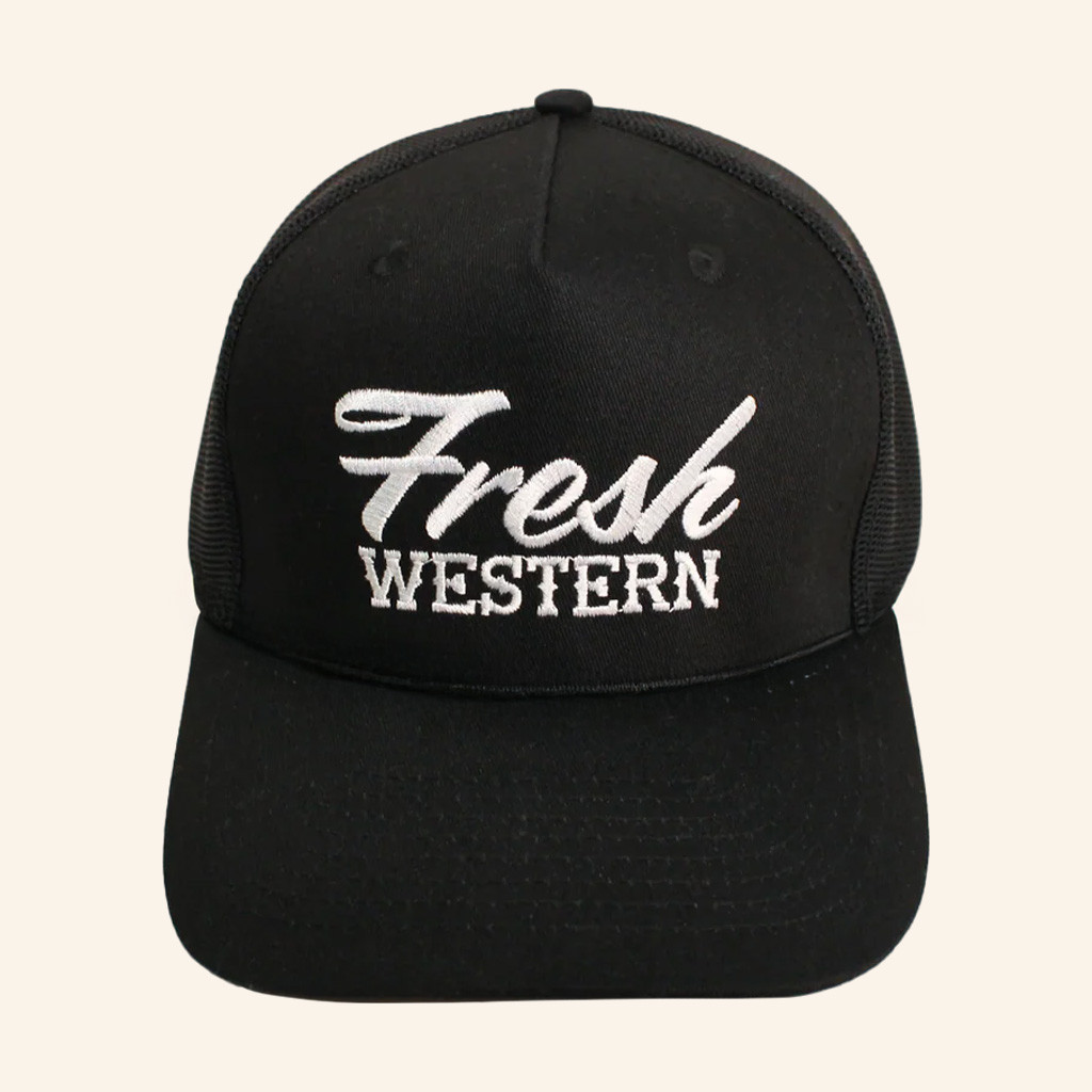 Fresh Western Hat Embroidered Black And White Trucker Hat Present For Dad