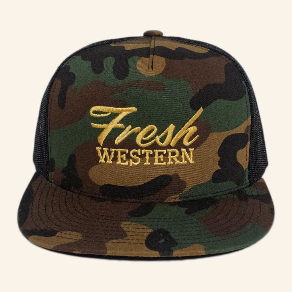 Fresh Western Hat Embroidered Fresh Western Camo Trucker Snapback Hat Presents For Him