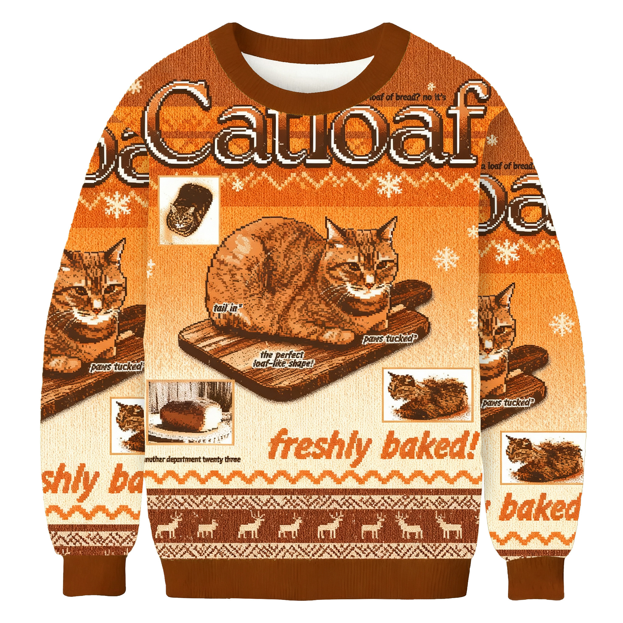 Freshly Baked Cat Loaf Christmas Ugly Sweater Winter Apparel Christmas Gift For Cat Lovers