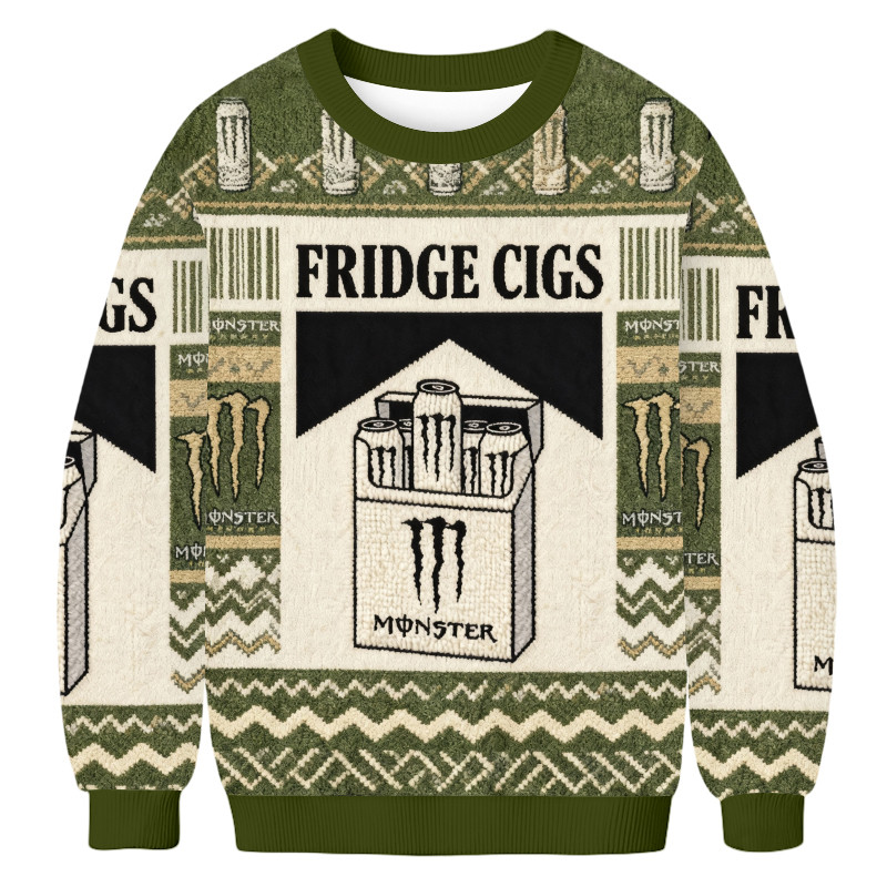 Fridge Cigs Monster Energy Ugly Sweater Holiday Clothing Christmas Gift Ideas