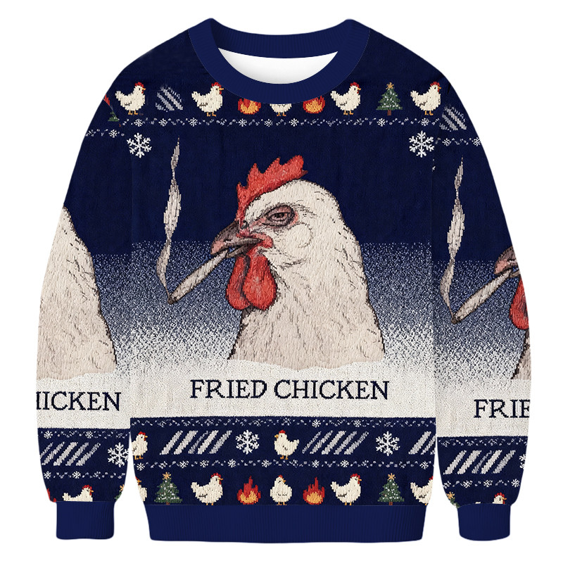 Fried Chicken Last Cigarette Christmas Ugly Sweater Animal Themed Holiday Clothing Gifts