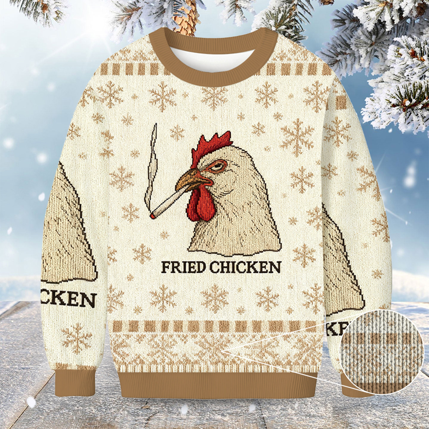Fried Chicken Smoking Meme Christmas Ugly Sweater Animal Themed Gifts For Chicken Lovers